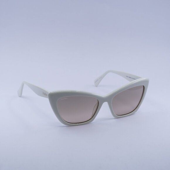 MaxMara LOGO14 MM0063 21G Sunglasses White Cat Eye Frame, Brown Mirror Lenses - Picture 1 of 12